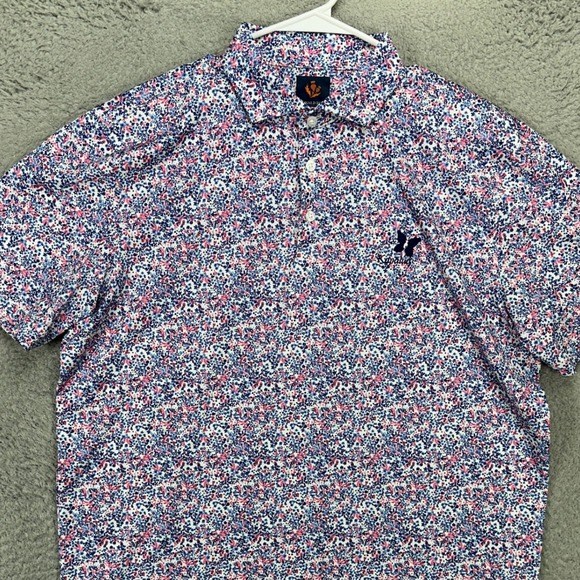 Donald Ross Sport Shirt Polo Mens Large Multi Geometric Short Sleeve Rugby Logo